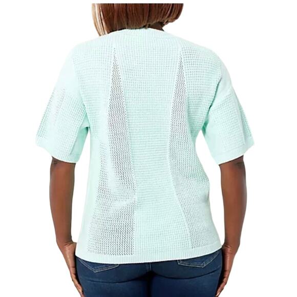 Laurie Felt Cotton Short Sleeve Sweater Mint Size XS NWOT - Picture 2 of 11